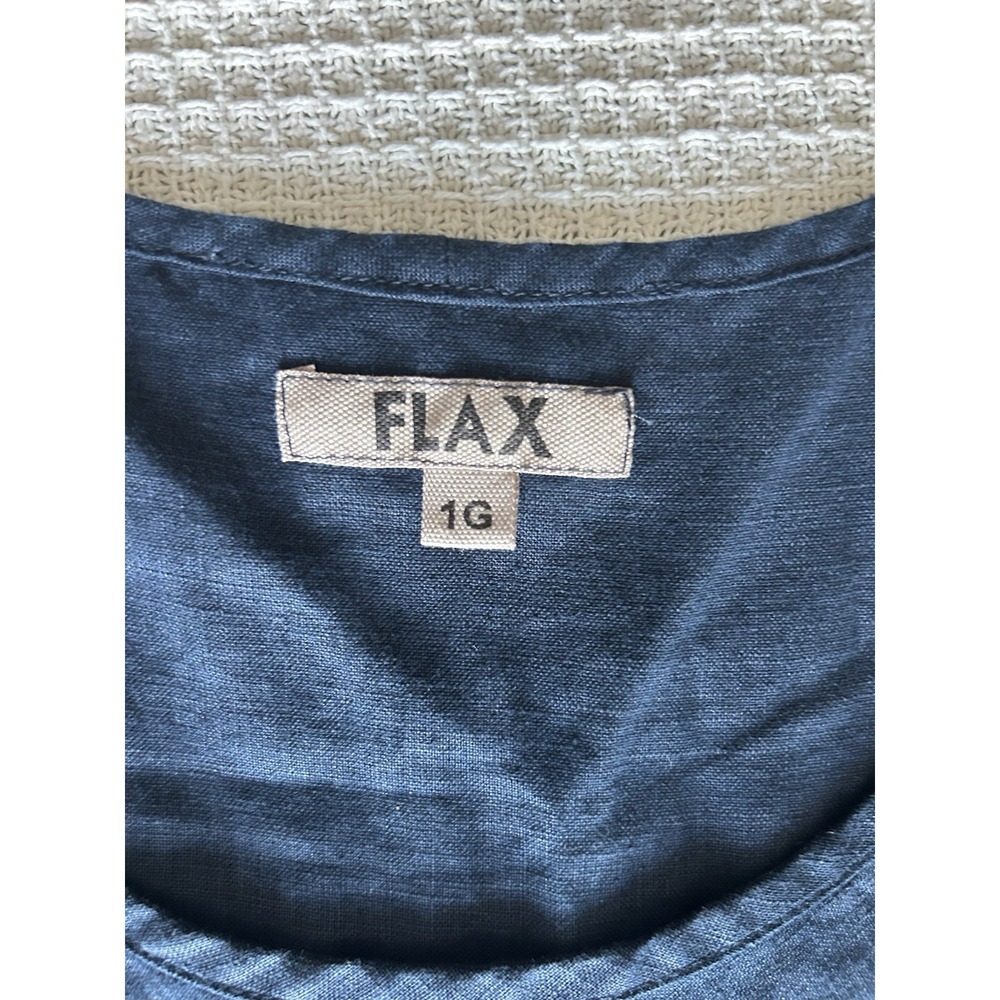 Flax 100% Linen Sleeveless Tank Top Boxy Size 1X Navy Blue - Picture 4 of 6